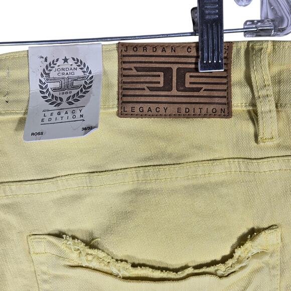 Jordan Craig Ross Fit Jeans 36x32 Yellow Distressed Skinny Taper Stretch Denim - Picture 11 of 13